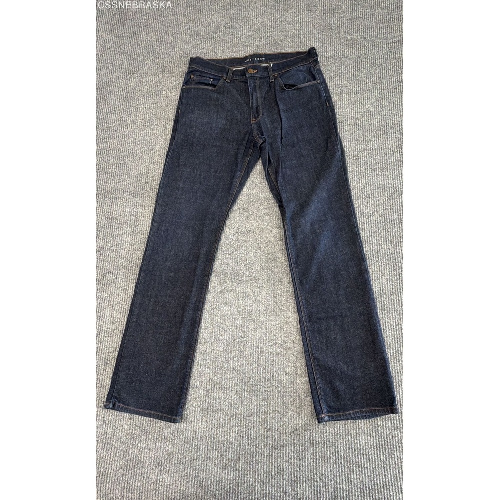 Mott & Bow Men's Dark Indigo Wash Straight Leg Stretch Denim Jeans Sz 35x34